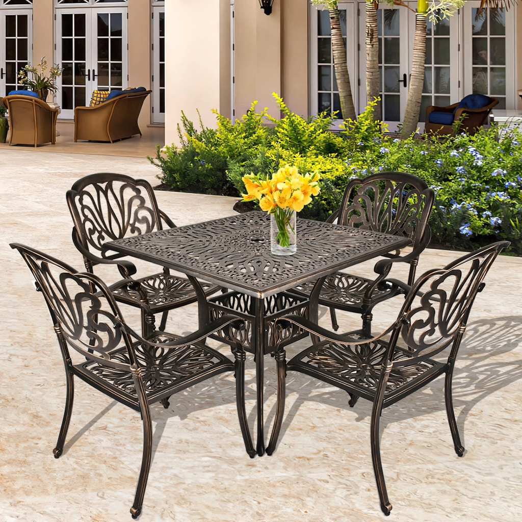 Savona 5-Piece Bistro Dining Set on a Mediterranean patio